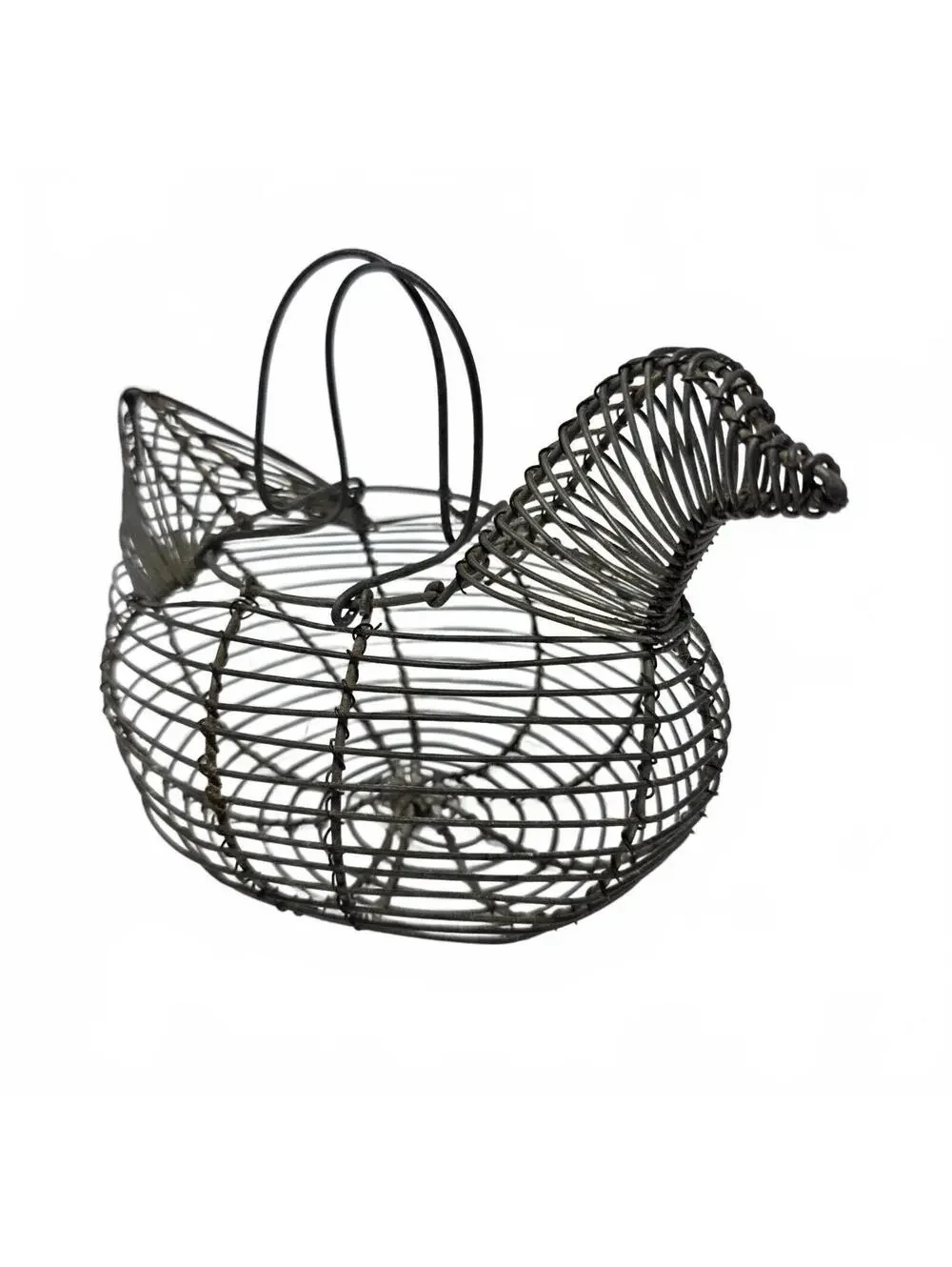 Vintage Wire Hen Egg Basket Primitive Farmhouse Chicken Kitchen Decor